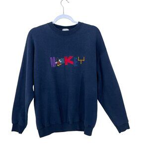Vtg 90's Mickey & Co Size L Crewneck Sweatshirt Navy‎ Blue Disney Made in USA